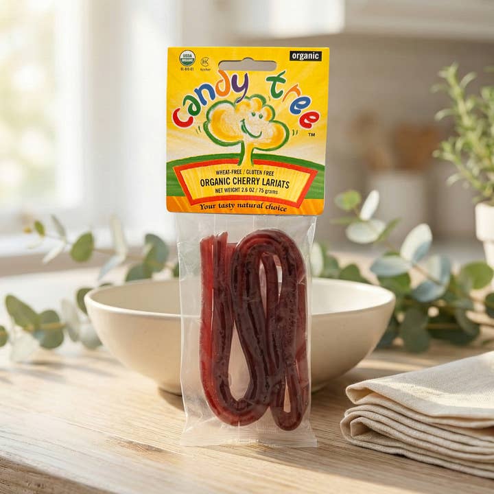 Organic Cherry Lariats - 75g pack for wholesale by Candy Tree