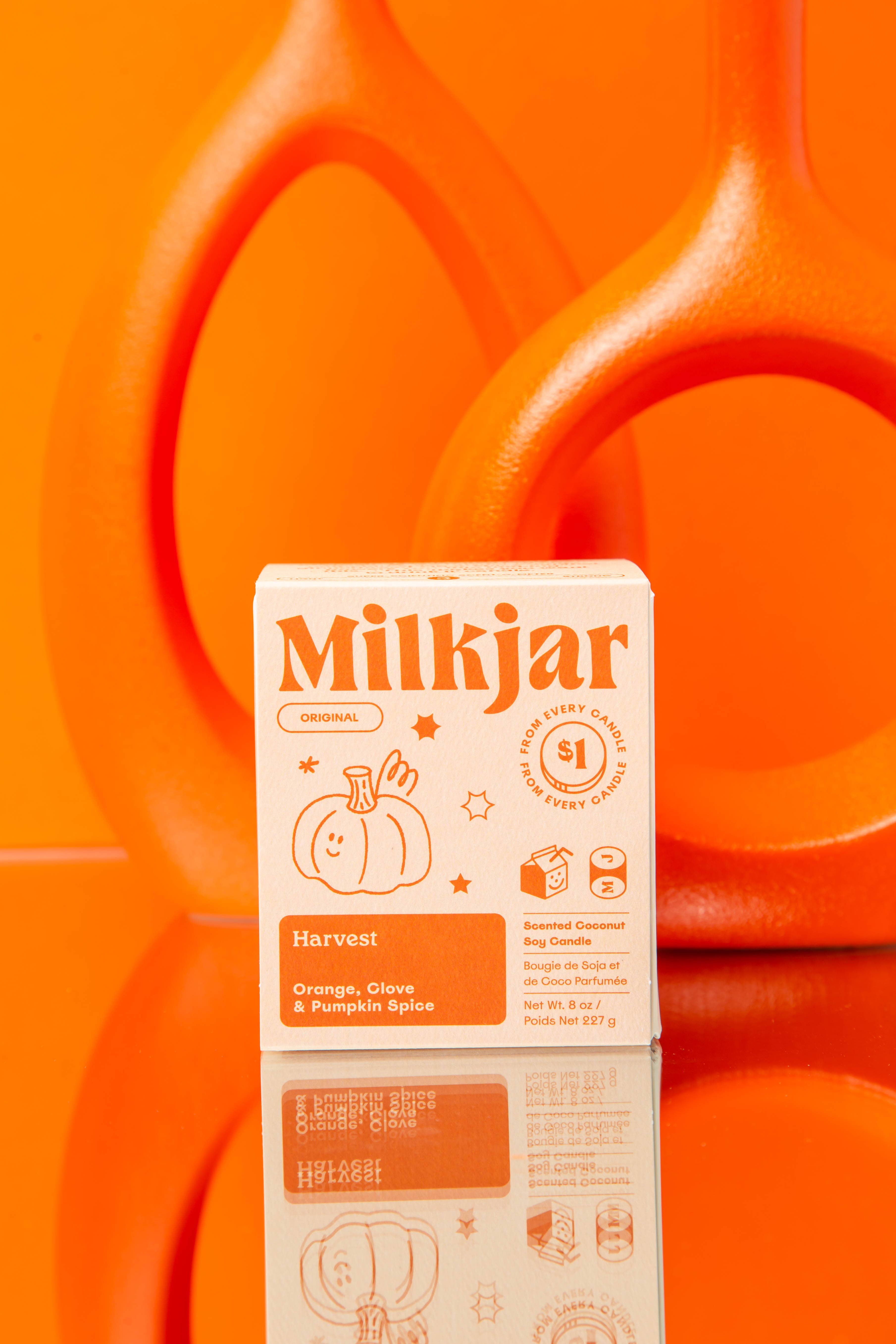 Milk Jar Candle Co. - Wholesale Jar/Filled Candle - Harvest - Orange, Clove & Pumpkin Spice Soy 8oz Candle5