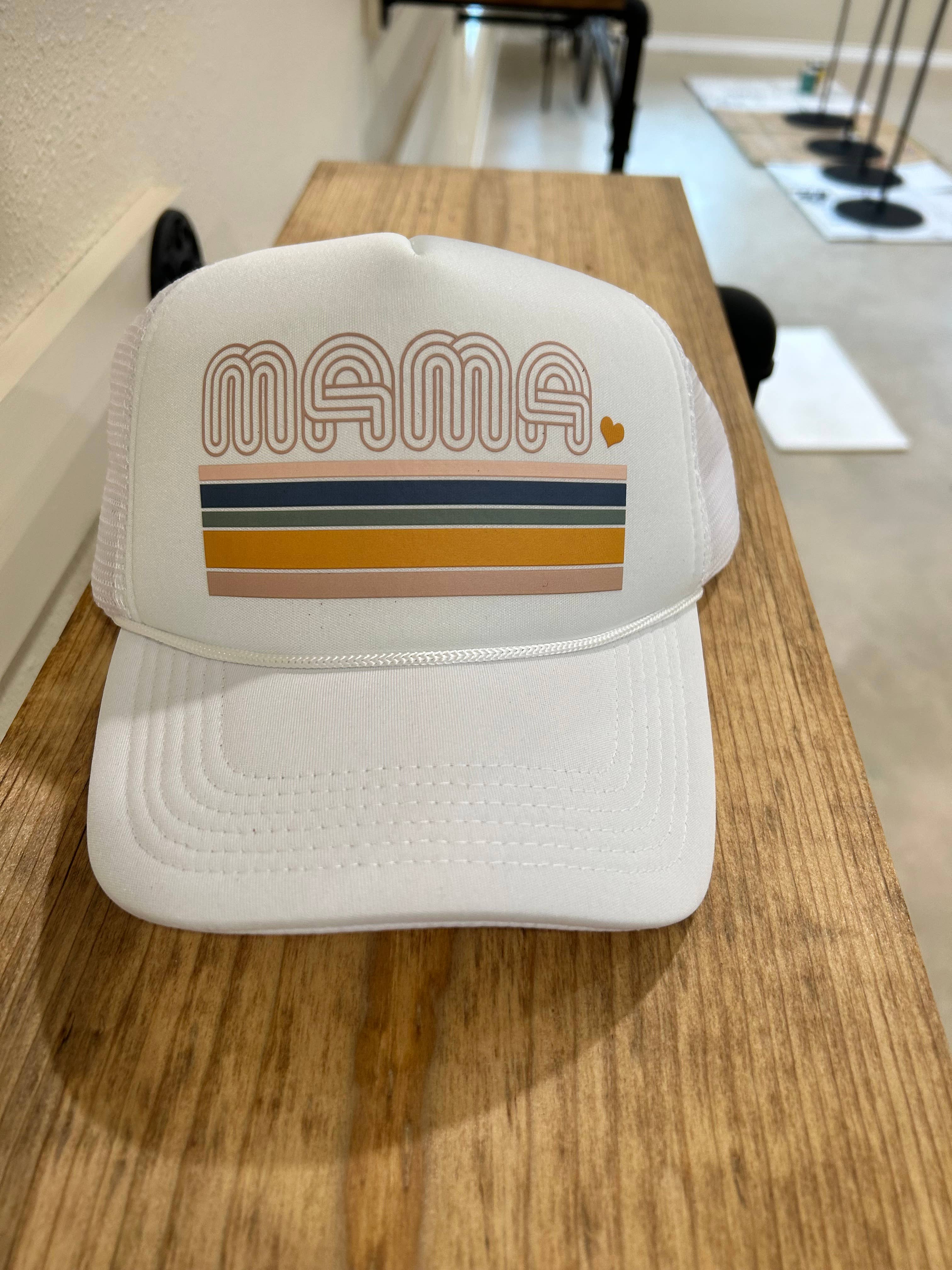 Vibes Hat Company - Wholesale Trucker Hat - Women's - Mama Striped Foam Trucker | Mom | Mothers | Hats | Retro0