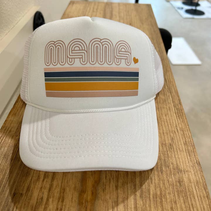 Vibes Hat Company - Wholesale Trucker Hat - Women's - Mama Striped Foam Trucker | Mom | Mothers | Hats | Retro