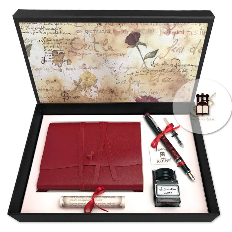 Legatoria Koiné – Großhandel Tagebuch – Schreibset mit mittelalterlichem Medioevalis-Leder-Tagebuch und Füllfederhalter4