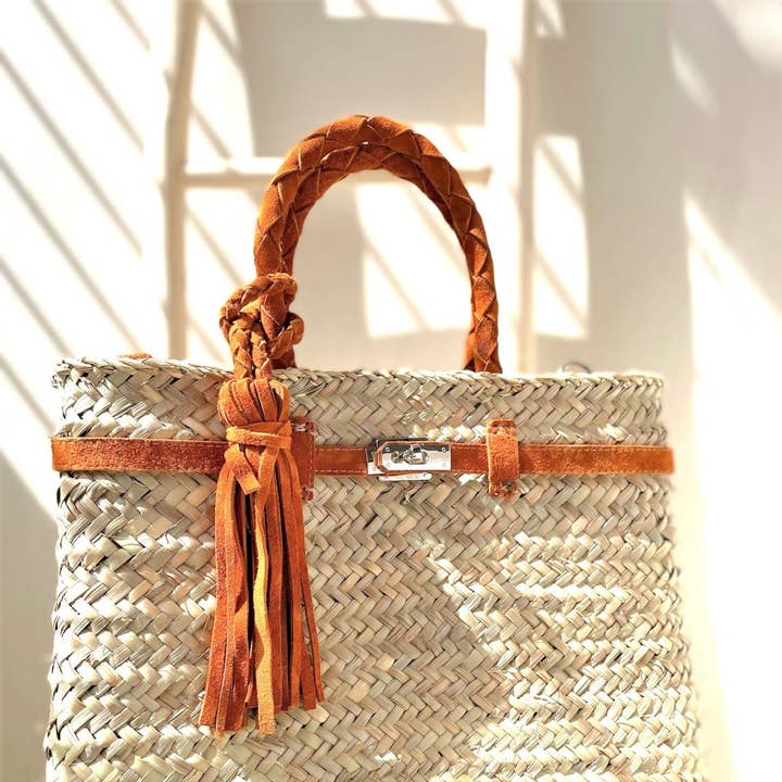 martitec - Vente Sac de plage - Panier avec anses tressées en suède, sac de shopping1