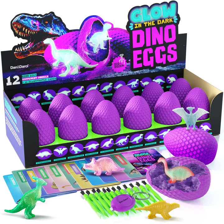 Dan&Darci - Wholesale Classic Toy - Kids - Glow in The Dark Dino Eggs Dig Kit for Kids