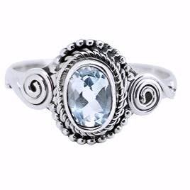 Amberman - Wholesale Single Stone/Solitaire Ring - Faceted Blue Topaz Stone Sterling Silver Ring1
