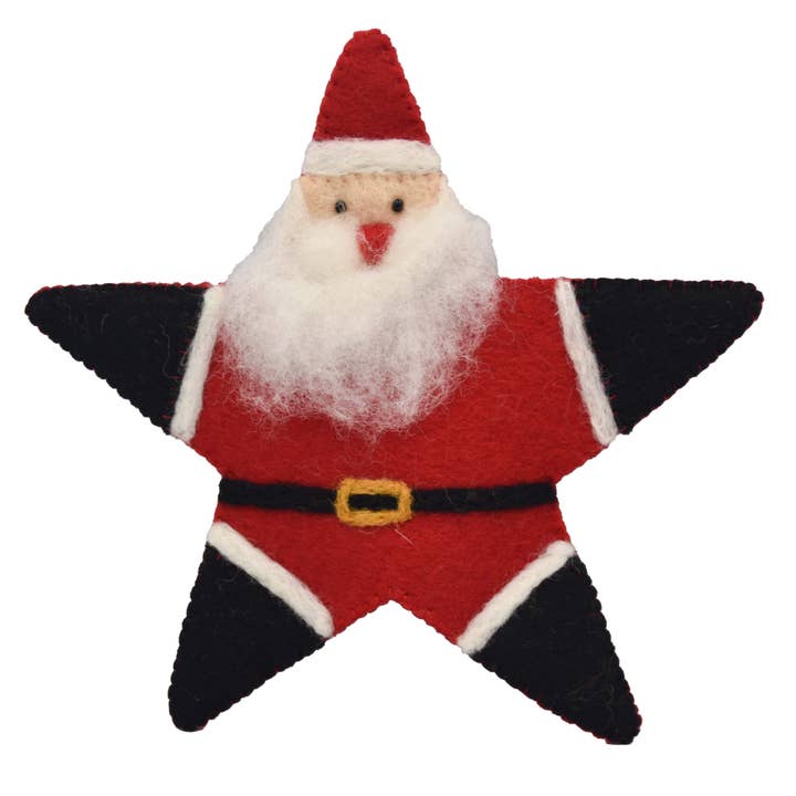 Santa Star Tree Topper Felt Ornament for wholesale by Global Crafts