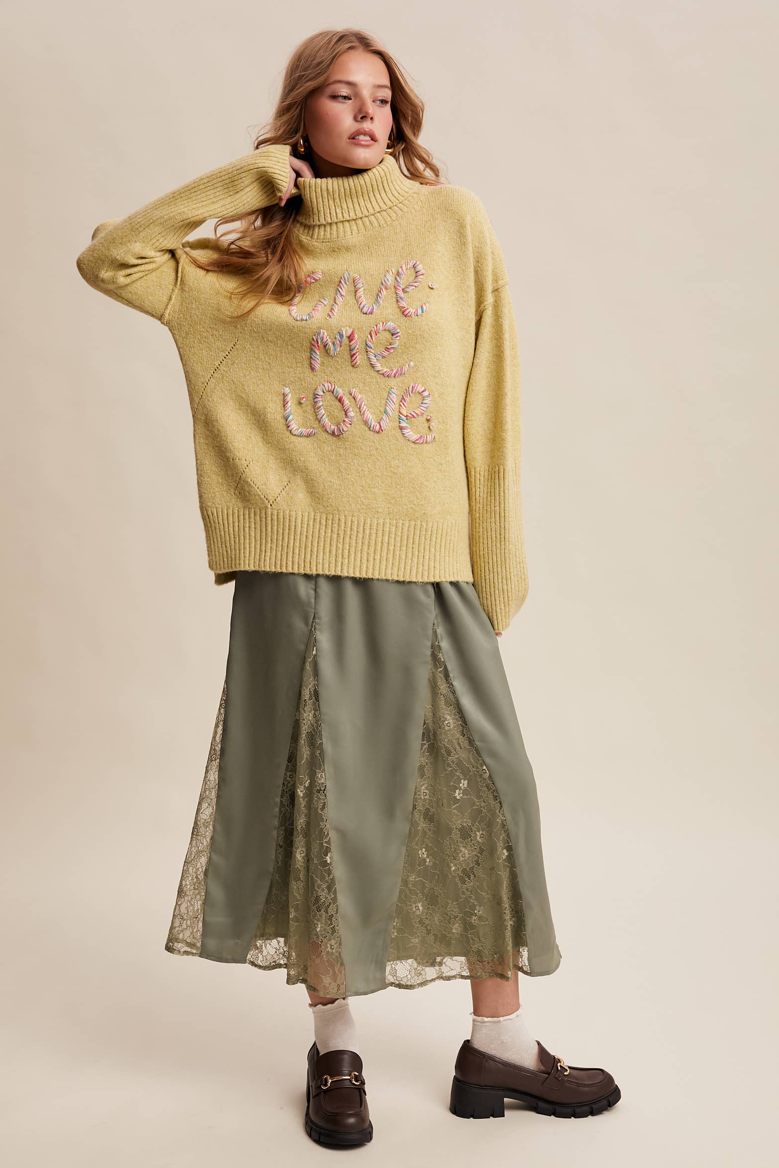 Listicle – wholesale Skirt – Women’s – Lace Inset Satin Midi Skirt LSK027222