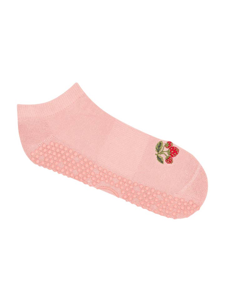MoveActive – wholesale Socks – Women's – Classic Low Rise Grip Socks - Strawberry Patch1
