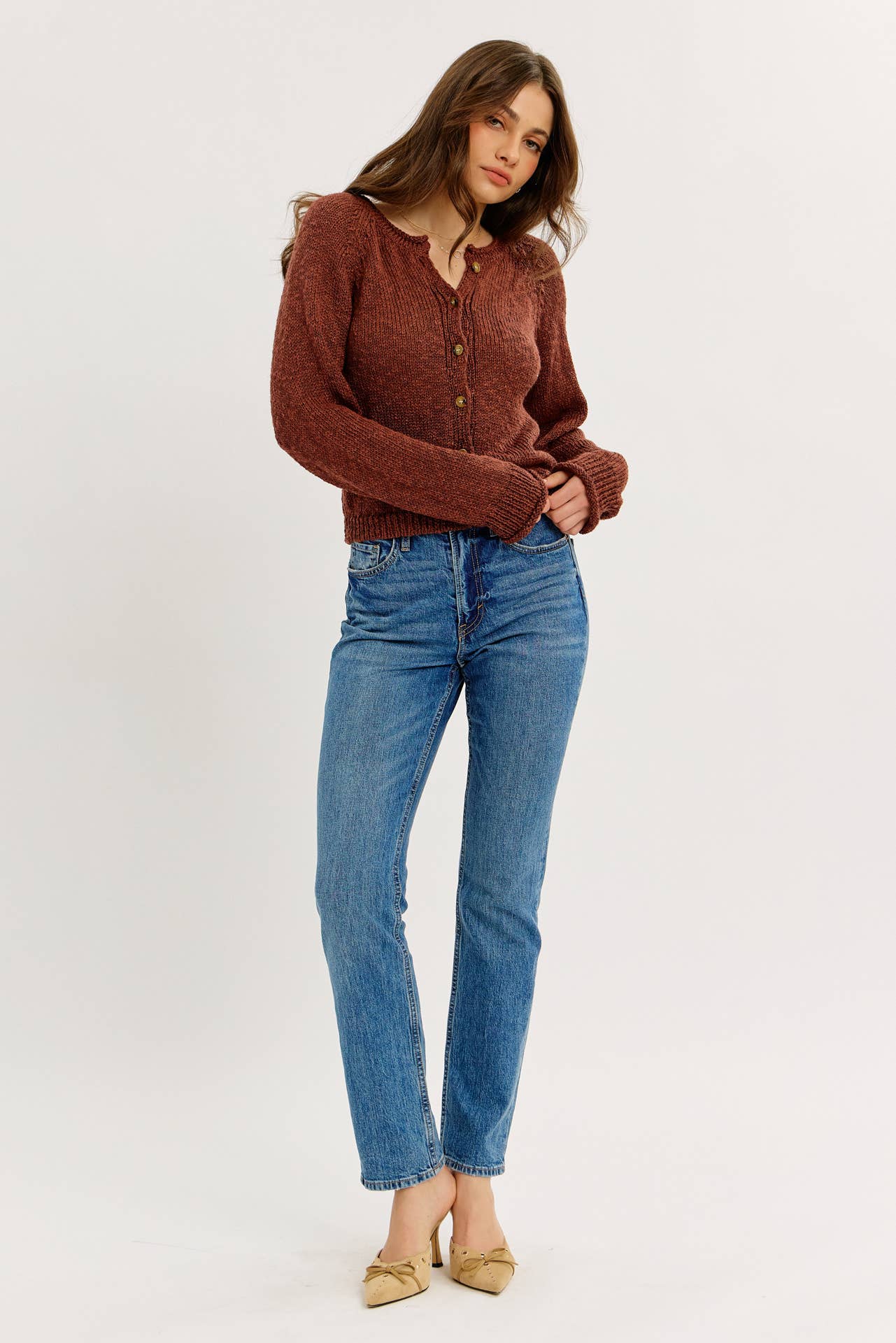 idem ditto – Engroshandel Cardigan - Dame – LETSTRUKTURERET CARDIGAN MED KNAPPER16