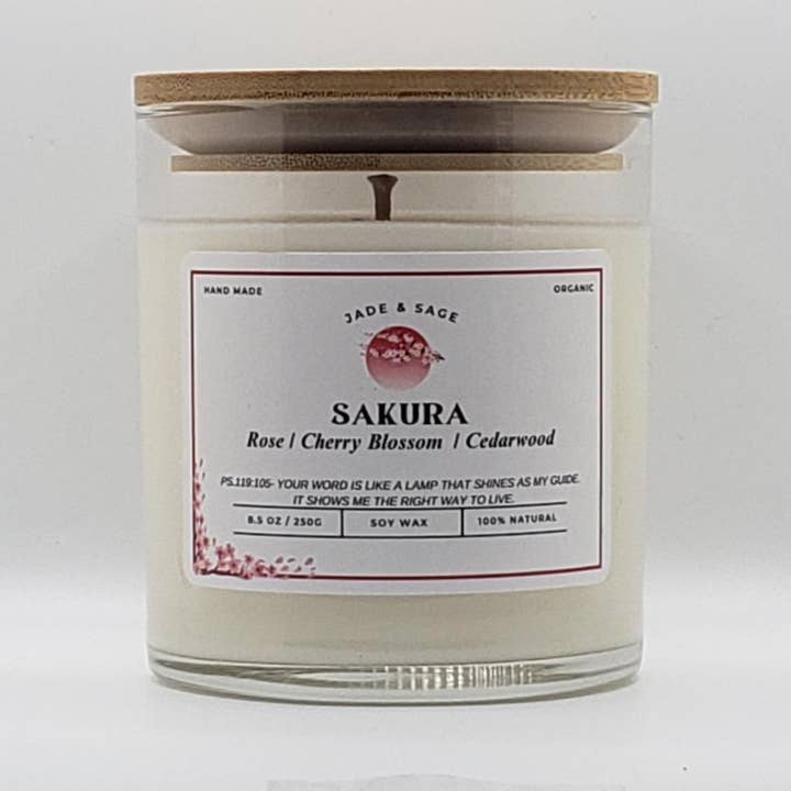 SAKURA SOY 8.5 OZ. CANDLE for wholesale by Jade & Sage LLC