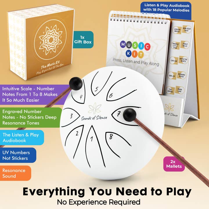 Sounds Of Silence Drums - Wholesale Musical Instrument - Steel Tongue Drum MusicKit, With Interactive Audio Soundbook1