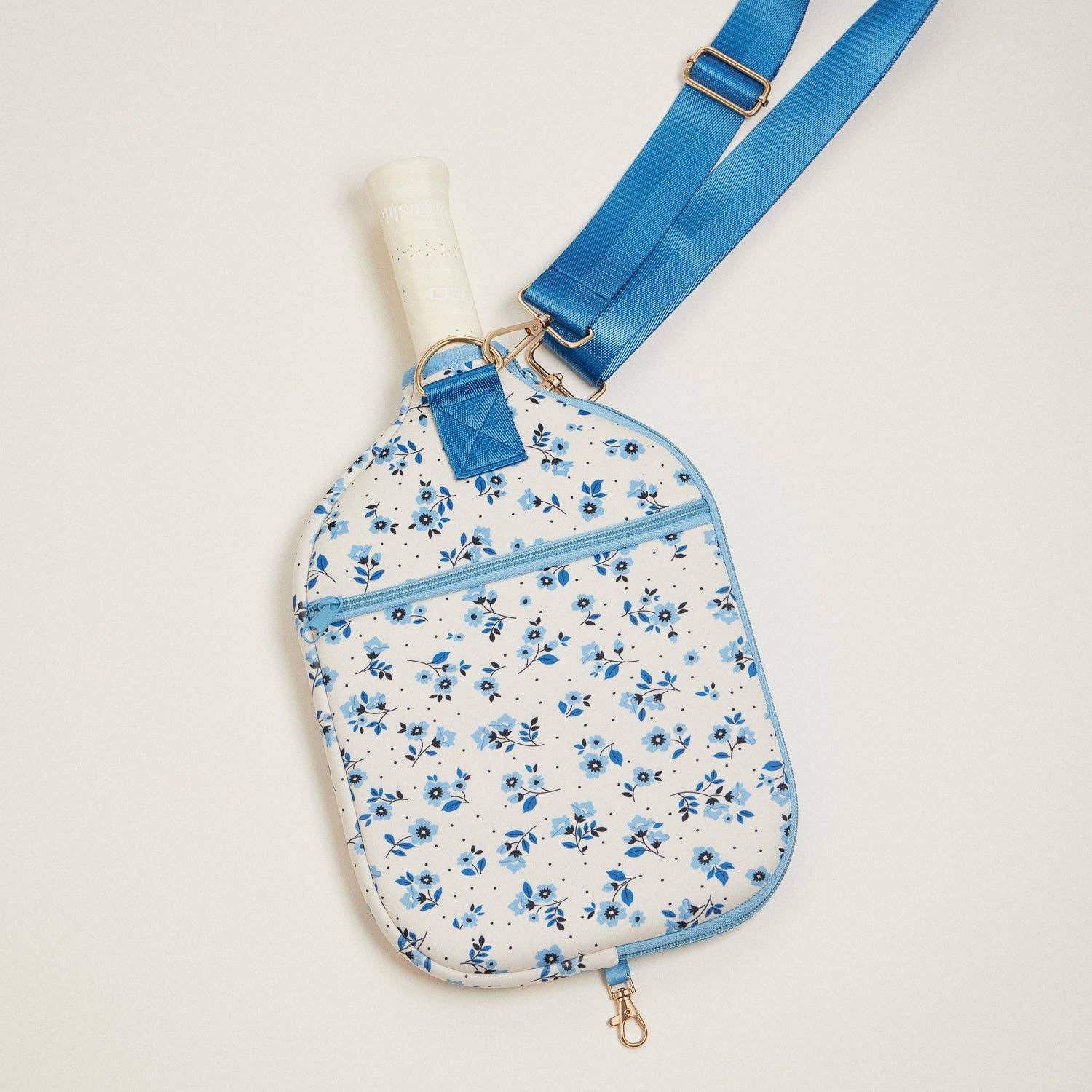 Bleu Sac-de-pickleball-en-néoprène-à-motifs-fleuris-bleus en vente sur Faire2