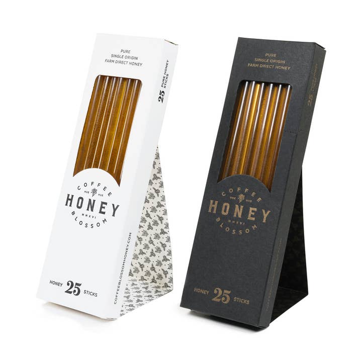 Coffee Blossom Miel - Boite béquille (boîte de 25 bâtons de miel) pour la vente par Coffee Blossom Honey