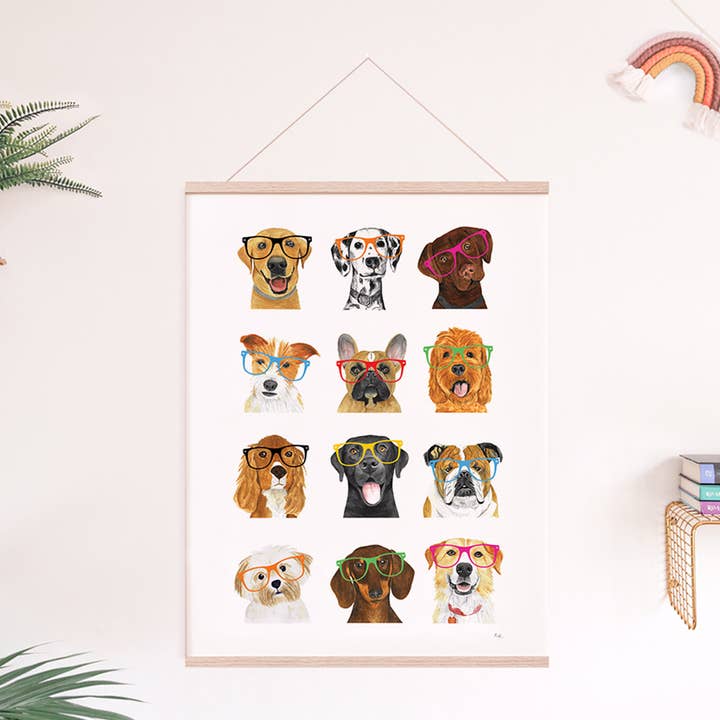 Aufdruck „Hunde mit Brille“ für den Großhandel von Richarts Designs