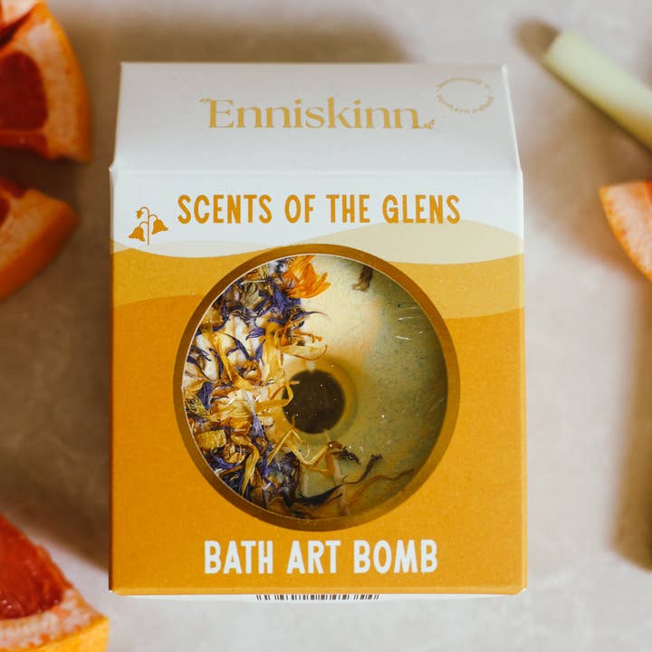 Bath Bomb - Lemongrass Bergamot - Scents of the Glens for wholesale by Enniskinn - Handmade N.Irish Selfcare