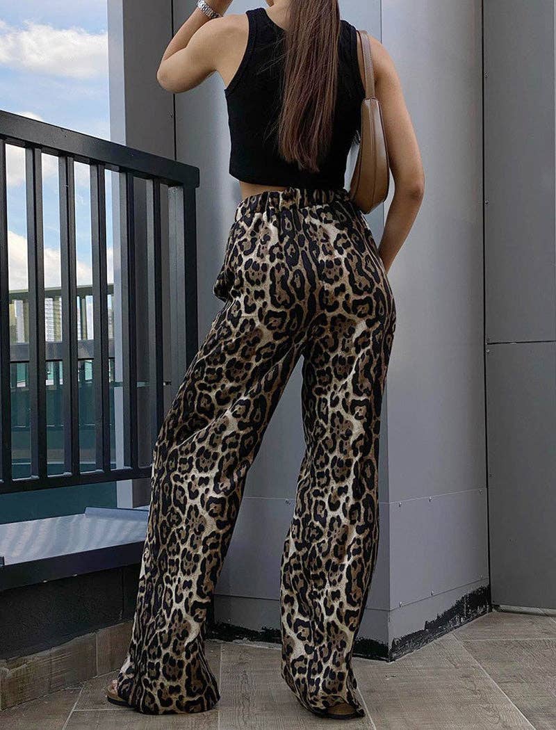 LEOPARD Wide-Leg Satin Animal Print Pants for wholesale on Faire11