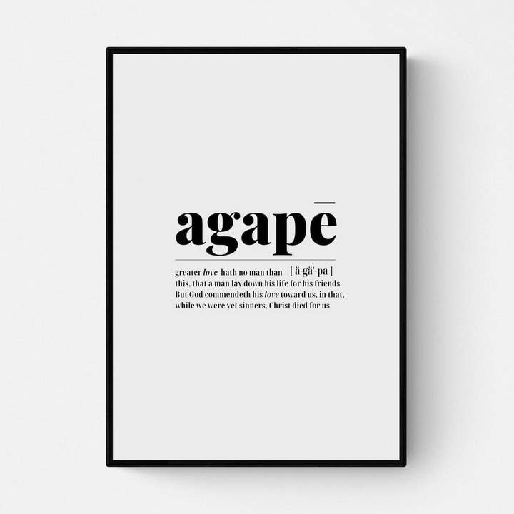 Agape | Christian Typography Print for wholesale by Paths of Life