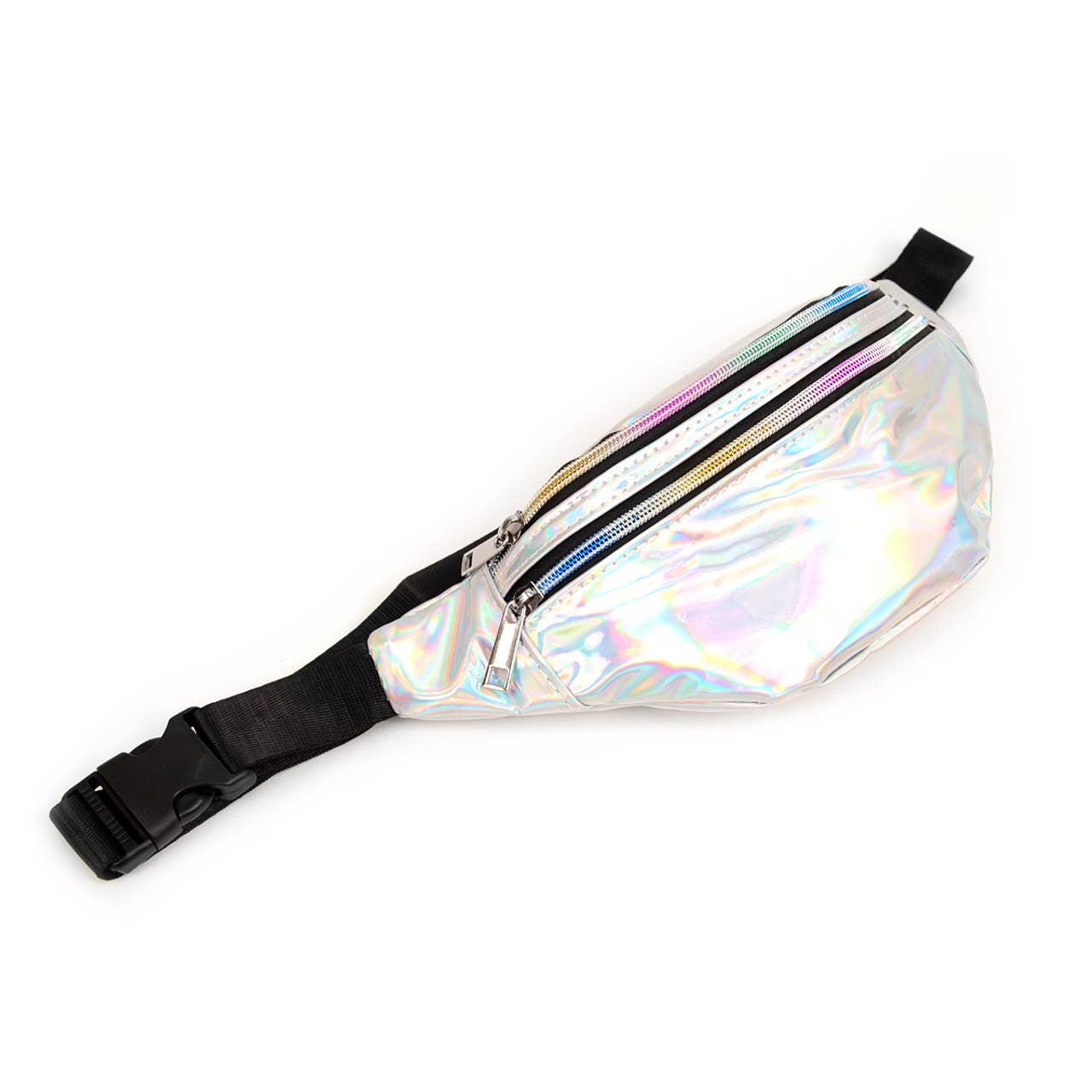 Selini New York - Wholesale Belt Bag - Women's - Silver Iridescent Holographic Waist Fanny Pack - LFBG13004