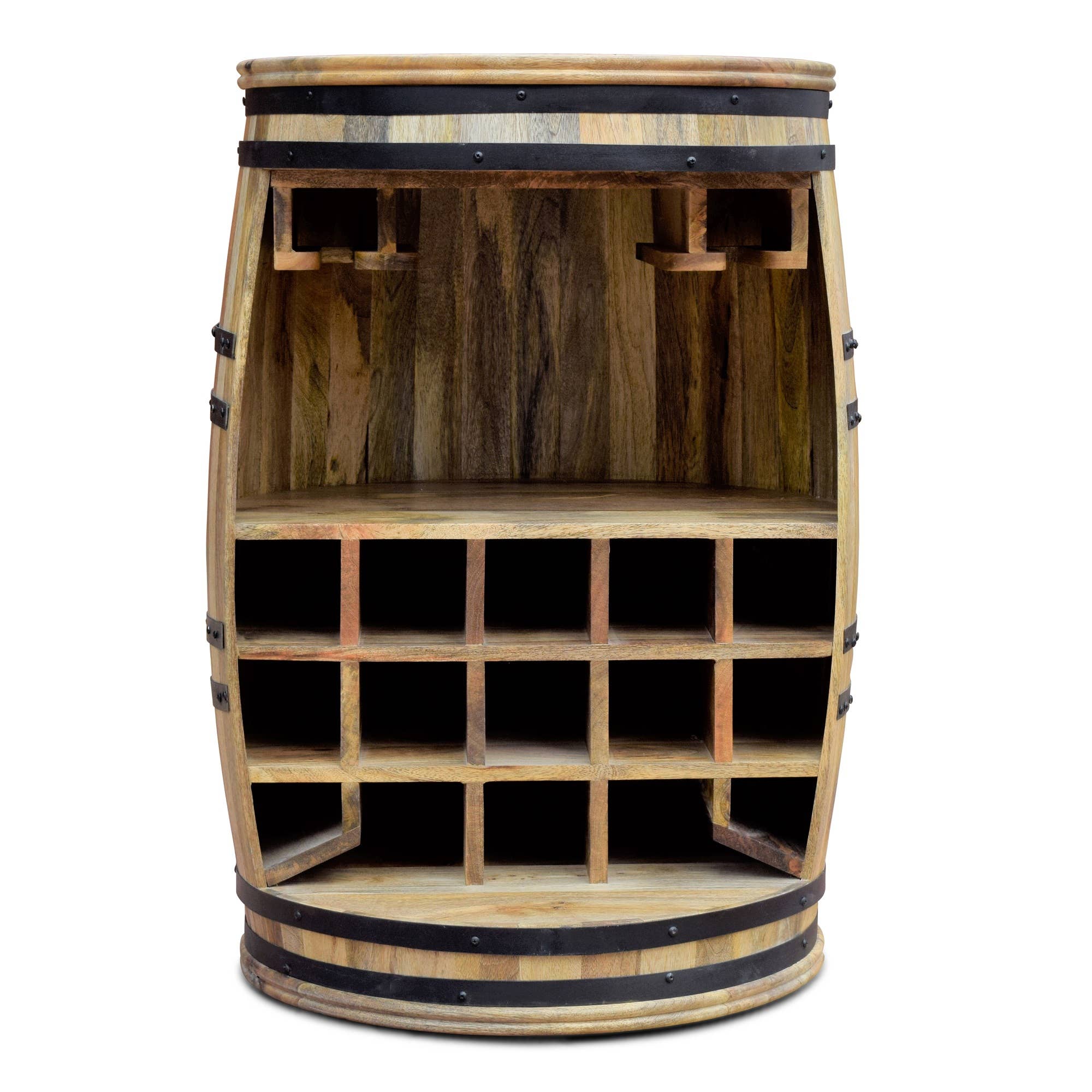 OBUZI - Wholesale Wine Rack - Wine Rack, Rosey-Raw Bar Barrel2