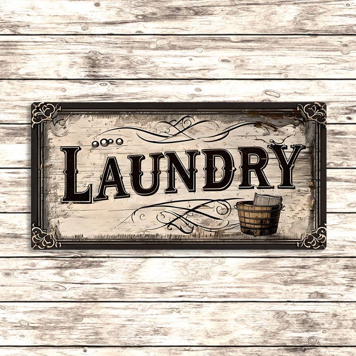 Vintage Vaskeri Metalskilt – Rustik Bondegårds Vægdekoration for engroshandel hos The British Metal Signs Company