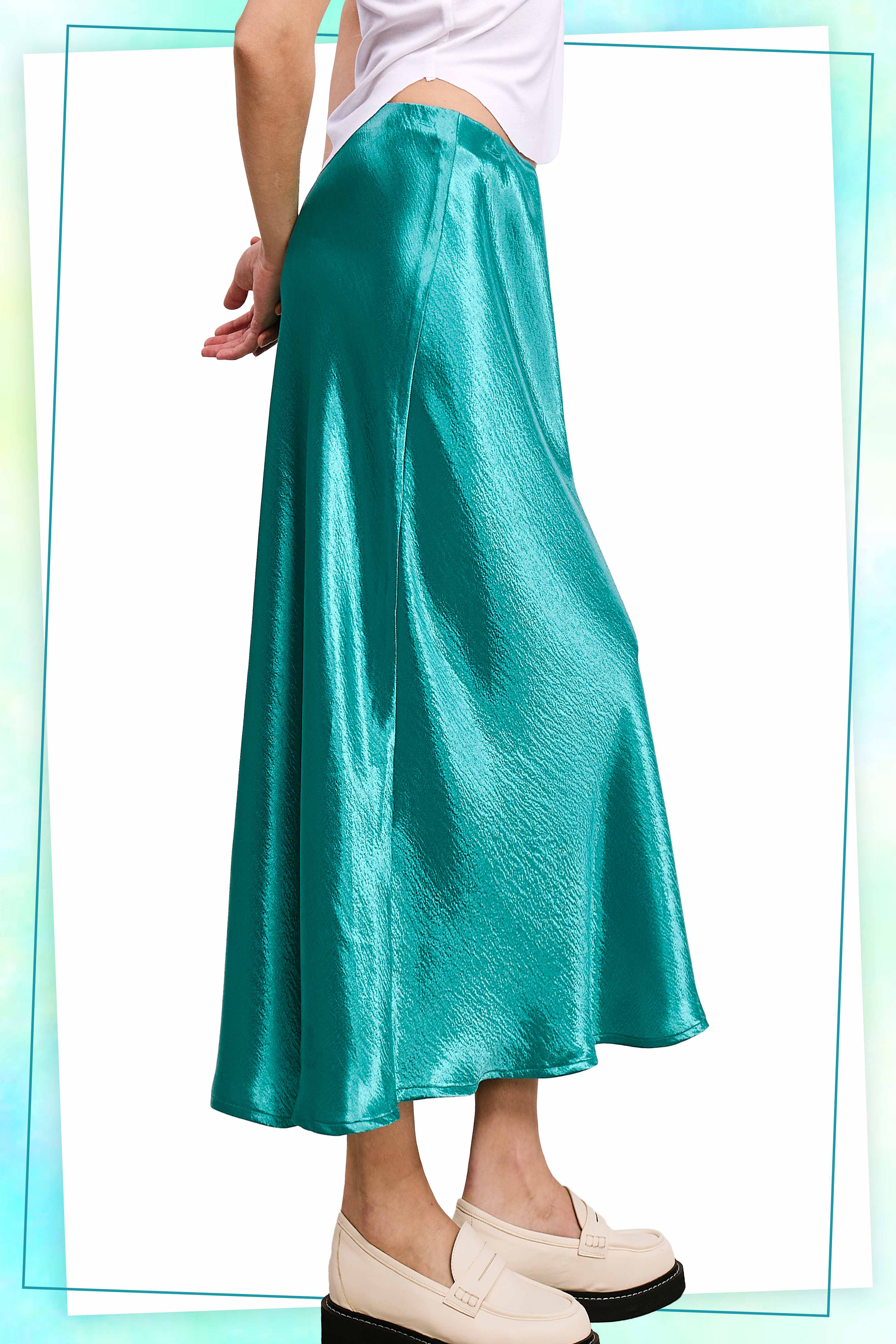 La Miel - Wholesale Skirt - Women's - JDP4232-Dressy Satin Long Panel Silhouette Skirt15