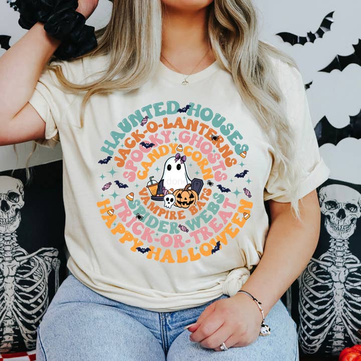 Retro Ghost Words DTF Heat Transfer for wholesale by Trendy Transfers