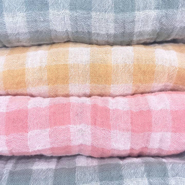 CHARMY - Wholesale Dinner & Cloth Napkin - Set of 6 pastel gingham fabric cocktail napkins made in France1