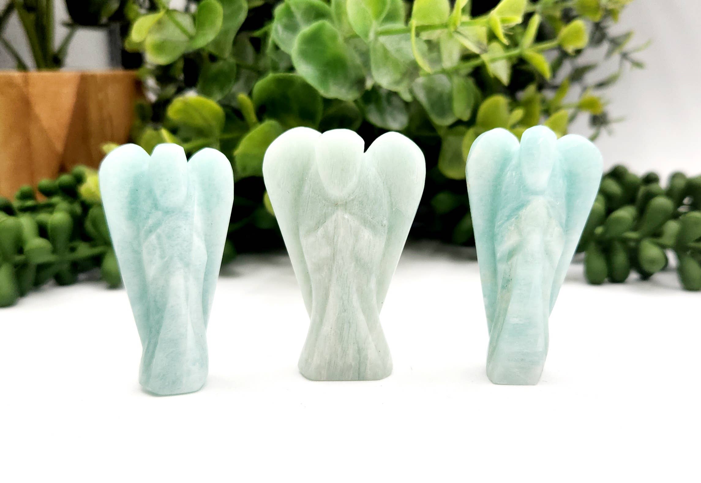 Meraki Gemstones – wholesale Decorative figurine – Amazonite Hand Carved Gemstone Angel Figurine 2" Tall 4