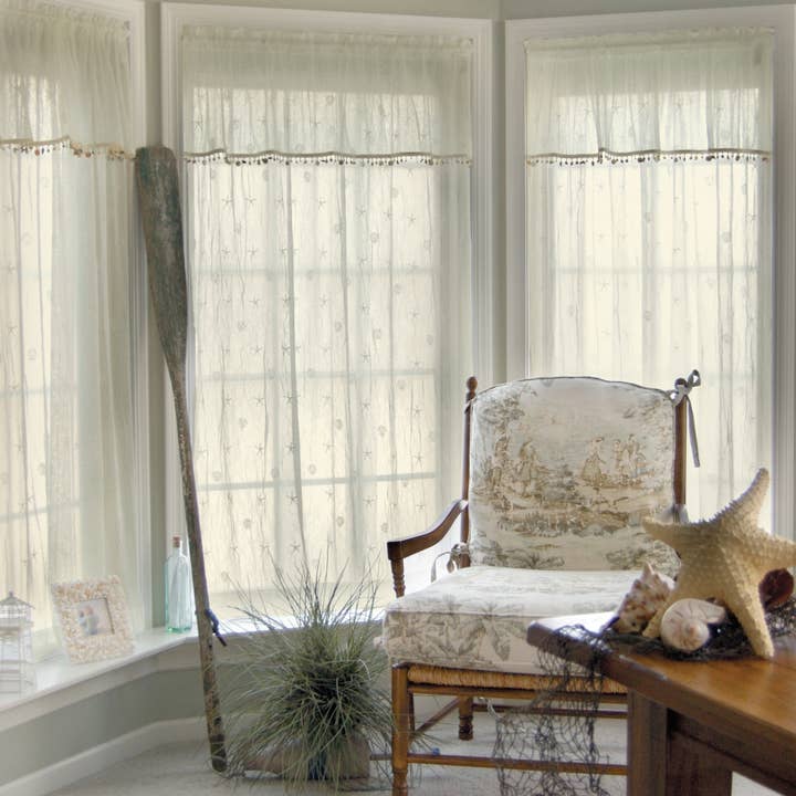 Sand Shell 45x84 Ecru White Lace Curtain Panel for wholesale by Heritage Lace