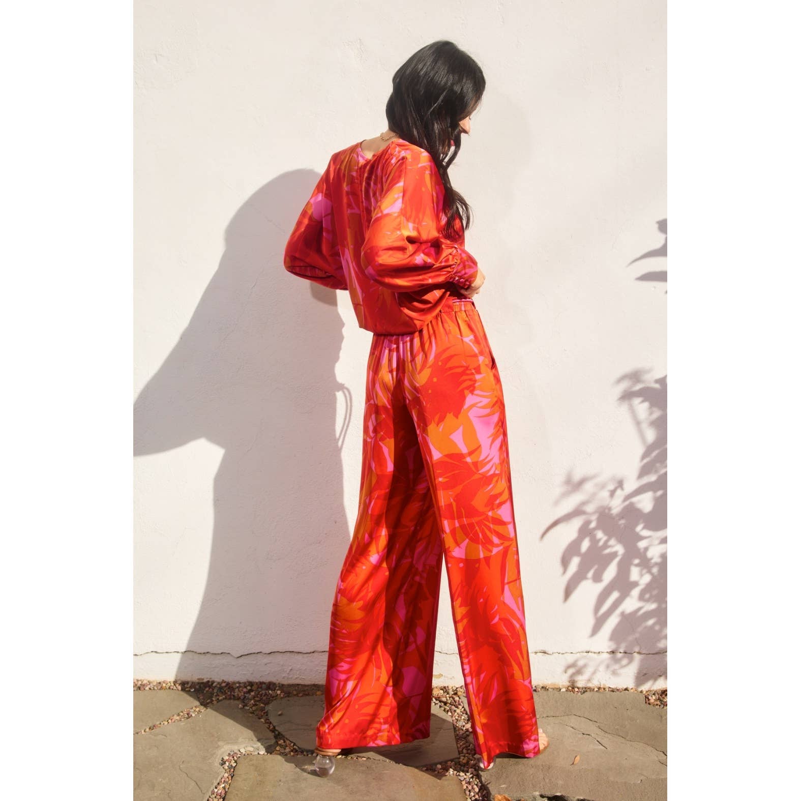 FLAME SCARLET Sunset Lover Looped Belt Pants for wholesale on Faire8