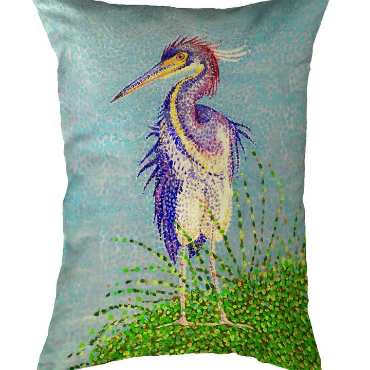 Almohada sin cordones Windy Louisiana Heron para venta al por mayor de Betsy Drake Interiors