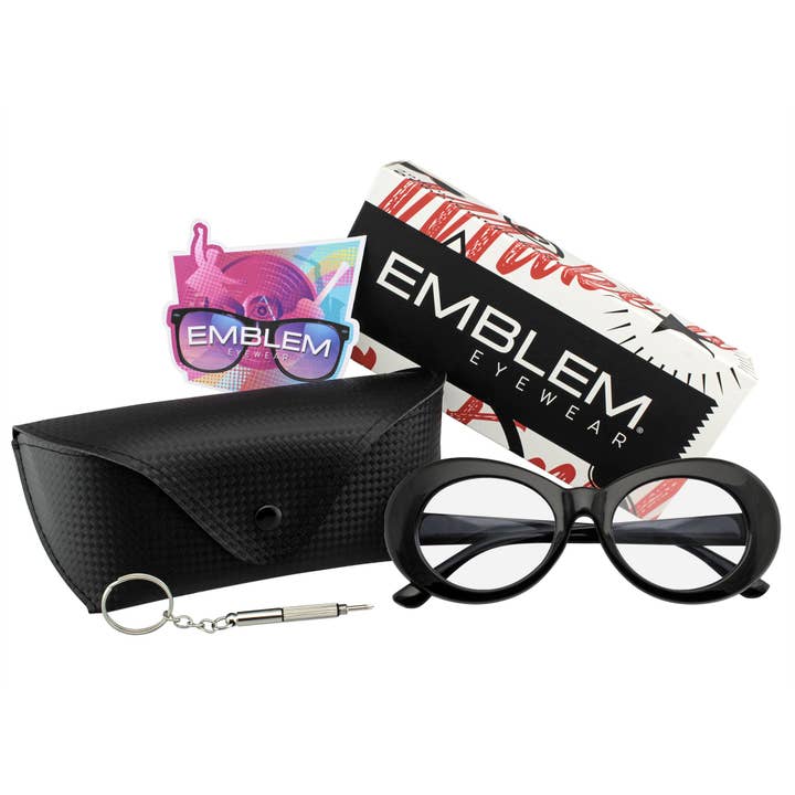 Emblem Eyewear - Vendita all'ingrosso Occhiali da vista - Unisex - Retro Flat Round anni '90 Fashion Clout Occhiali ovali Trasparente3