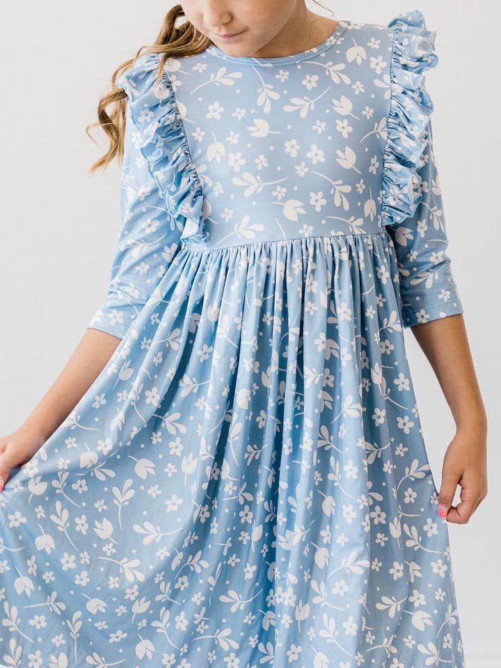 Bluebell 3/4 Sleeve Ruffle Twirl Dress for wholesale by Mila & Rose