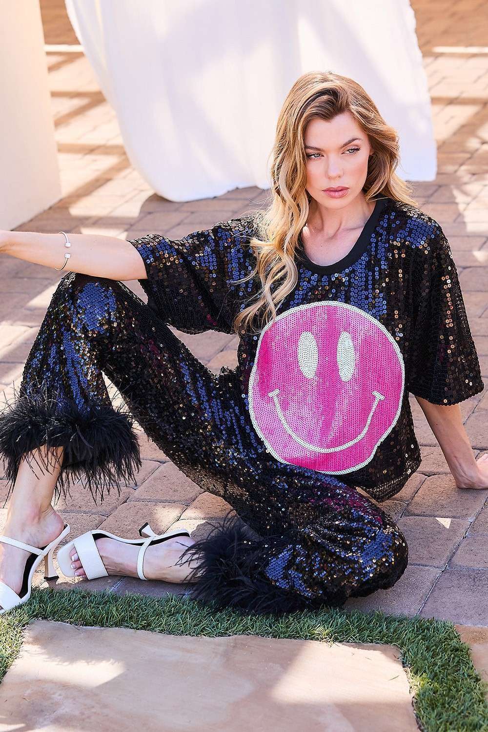 SORT Fjerkantet pailletbukser med vide ben for engroshandel på Faire4