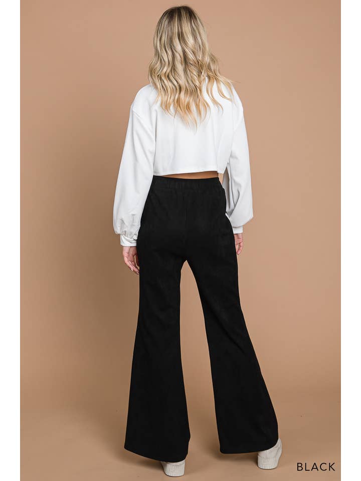 Cotton Bleu - Wholesale Pants - Women's - 81147W-Faux Suede Flare Pants W/ Contrast Tape Detailed