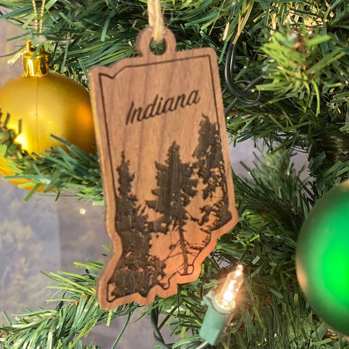 Indiana Ornament State Shape | IN Trees Ornament for wholesale by The Nostalgia Company