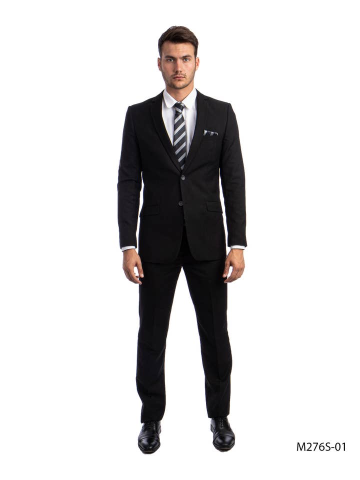 Mens Hybrid Fit 3pc Suit (Coat, Vest, Trousers), Black for wholesale on Faire