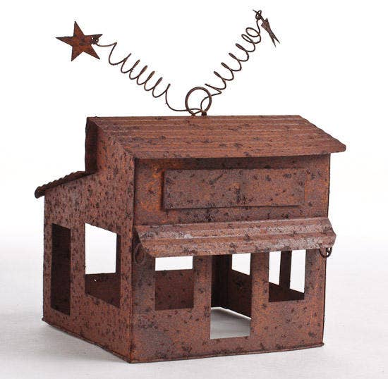 Factory Direct Craft – wholesale Dekorativt bordsobjekt – Mini Rostig Plåtbybutik - 14 cm B x 12 cm H1