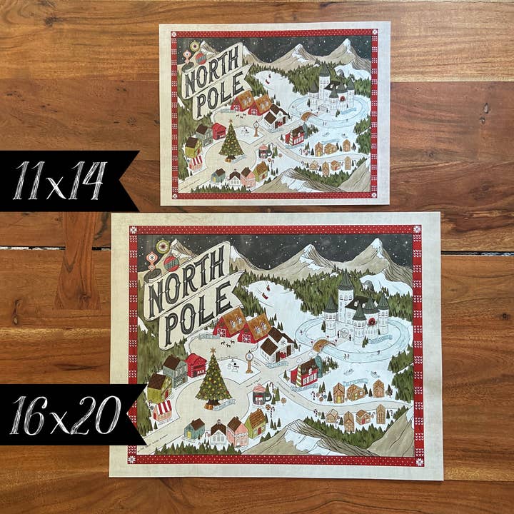 Storymakers Trading Co. - Wholesale Christmas Wall Art - North Pole Fantasy Map - Hand-drawn fantasy map of the North Pole - 11x14 or 16x20 print2