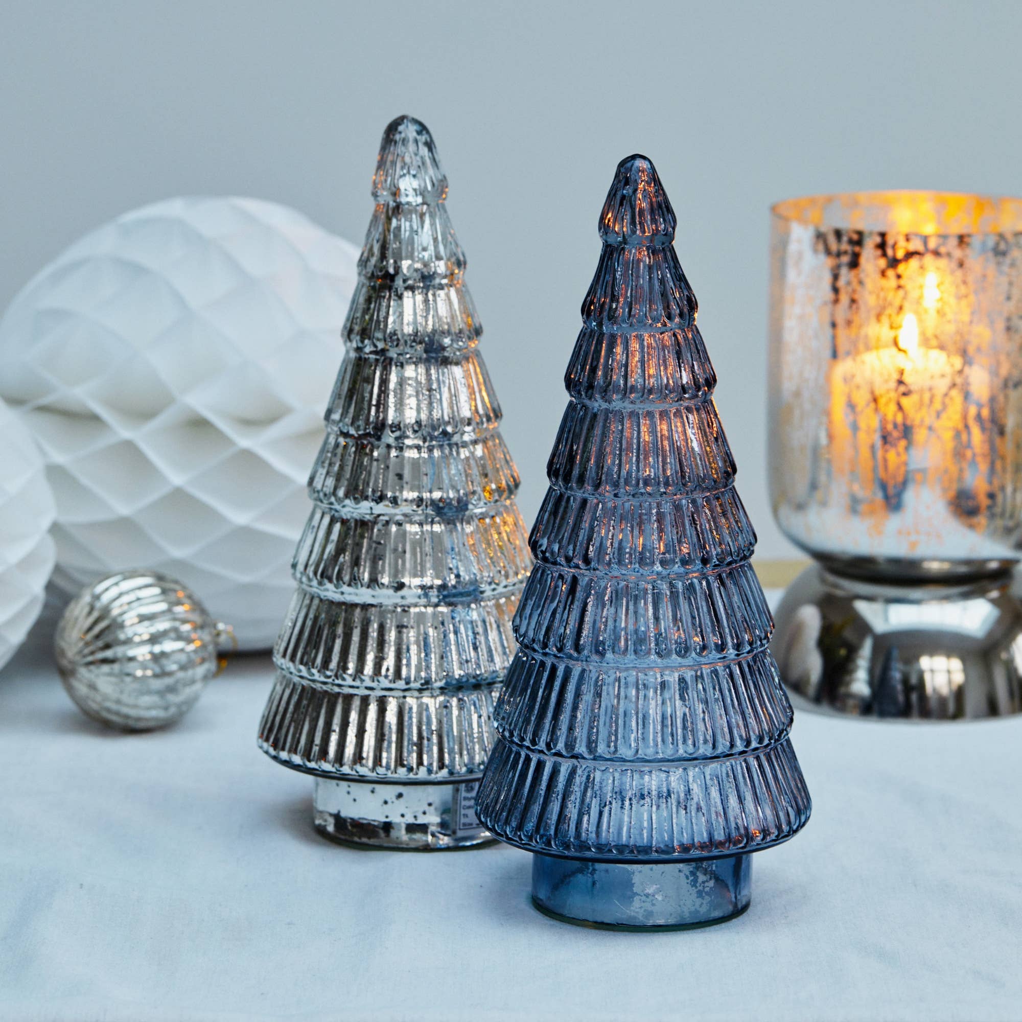 Ivyline - Wholesale Christmas Decoration - Ivyline Festive Tabletop Decor, Juniper Silver Glass Tree2
