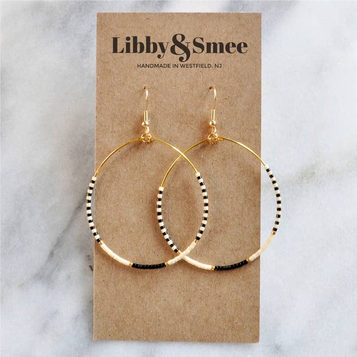 Libby & Smee - Wholesale Dangle Earrings - Large Gold Beaded Dangle Hoop Earrings40