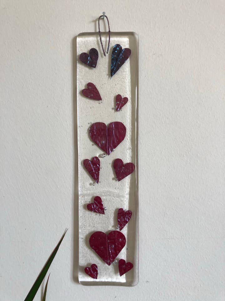 Colgador en forma de corazón de vidrio fundido XL para venta al por mayor de Ally Glass Studio