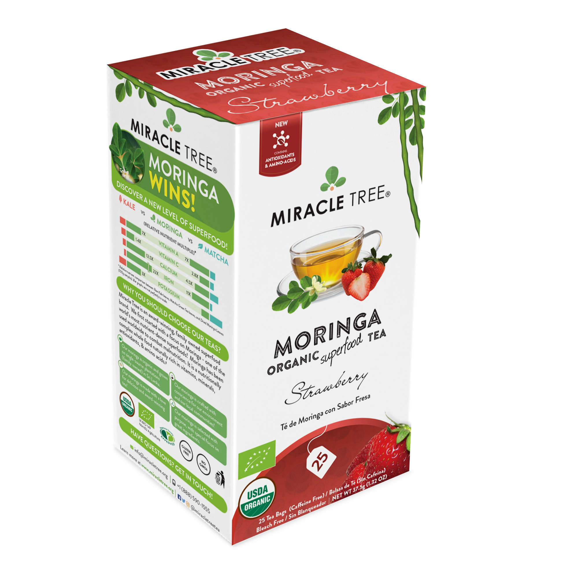 Miracle Tree - Wholesale Tea Bags - Organic Moringa Tea: Strawberry2