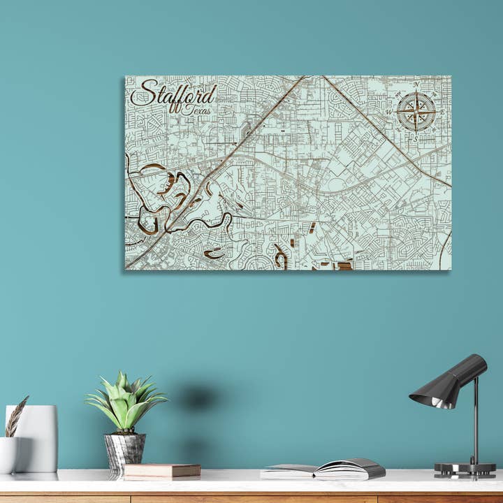 Texas: Stafford Street Map for wholesale by Fire & Pine