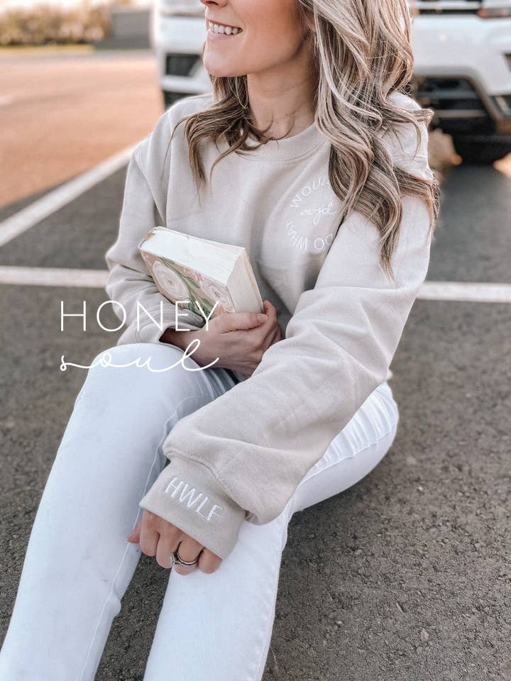 Honey Soul LLC - Wholesale Graphic Sweatshirt - Women's - Embroidered Circular WWJD Logo Sweatshirt1