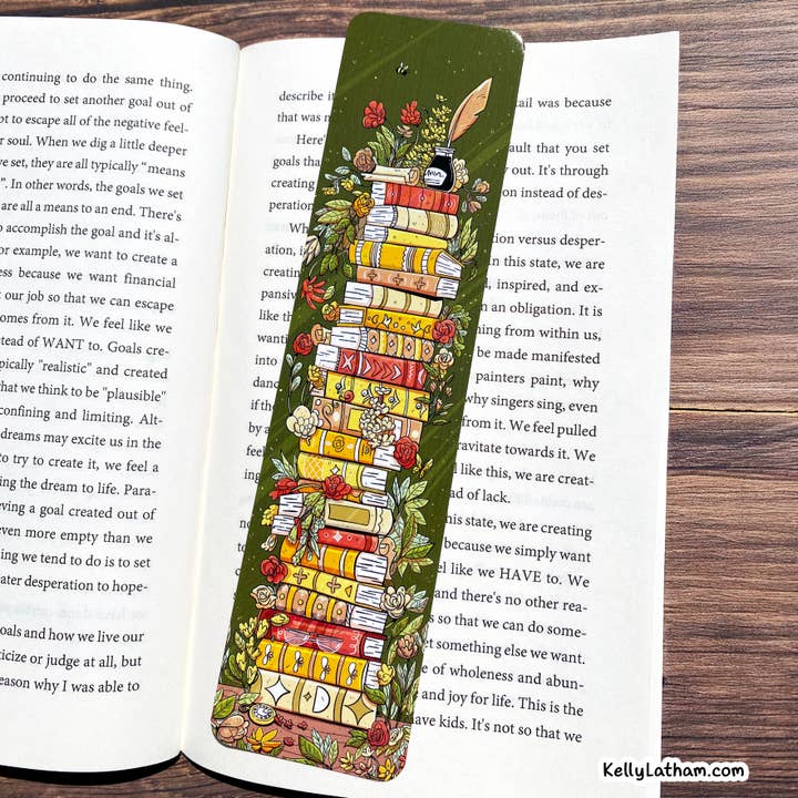 Kelly Latham Art - Wholesale Bookmark - Botanical Book Stack Bookmark – Fantasy Book Gift – Bookish 1