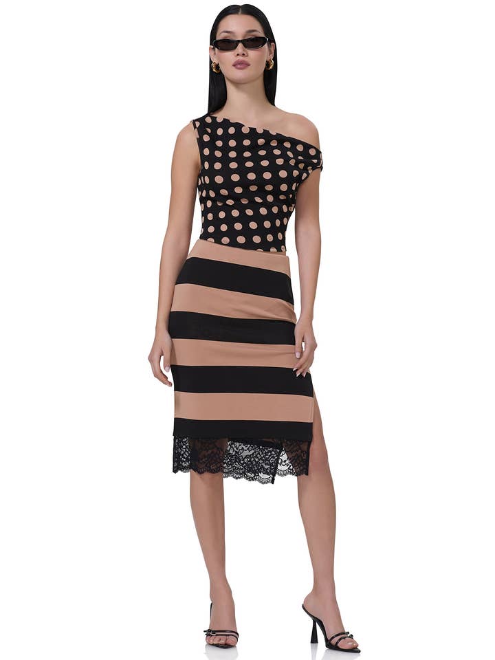 Jupe Écarlate - Rayure Amande pour la vente par AFRM