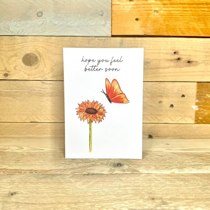 Calendula Get Well Soon Notelet for wholesale by Arty Bee Designs