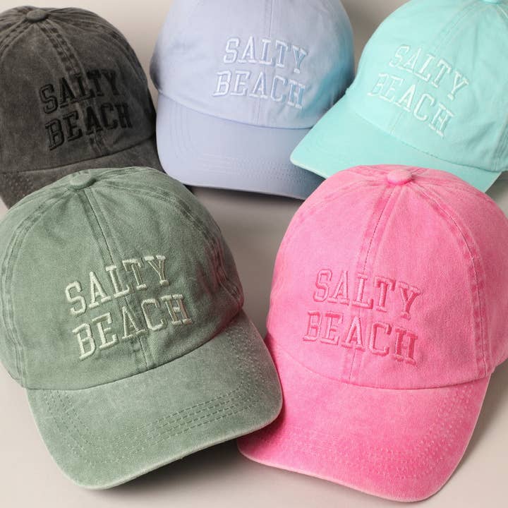 Fashion City - Wholesale Baseball Cap - Women's - Salty Beach Text Embroidery Baseball Cap