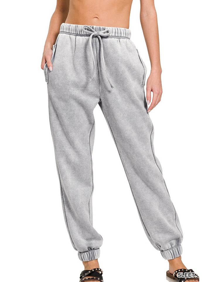 Vanilla Monkey - Wholesale Lounge Sweatpants/Joggers - Women's - Acid Wash Fleece Sweatpants With Pockets5