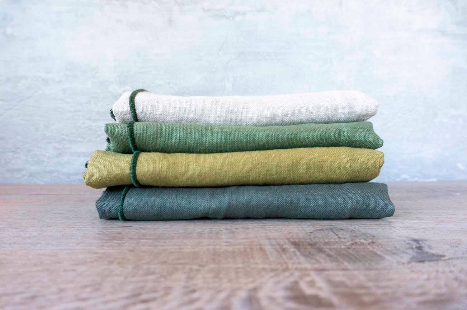 West Coast Handmade – wholesale Dinner & cloth napkin – Curated 100% Linen Dinner Napkins Evergreen Mix - 4 Pack2